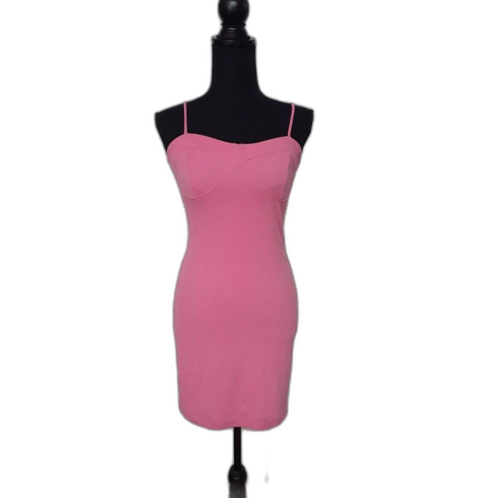 Ambiance Hot Pink Ribbed Maxi Dress - Women’s Small - Cotton Blend #516